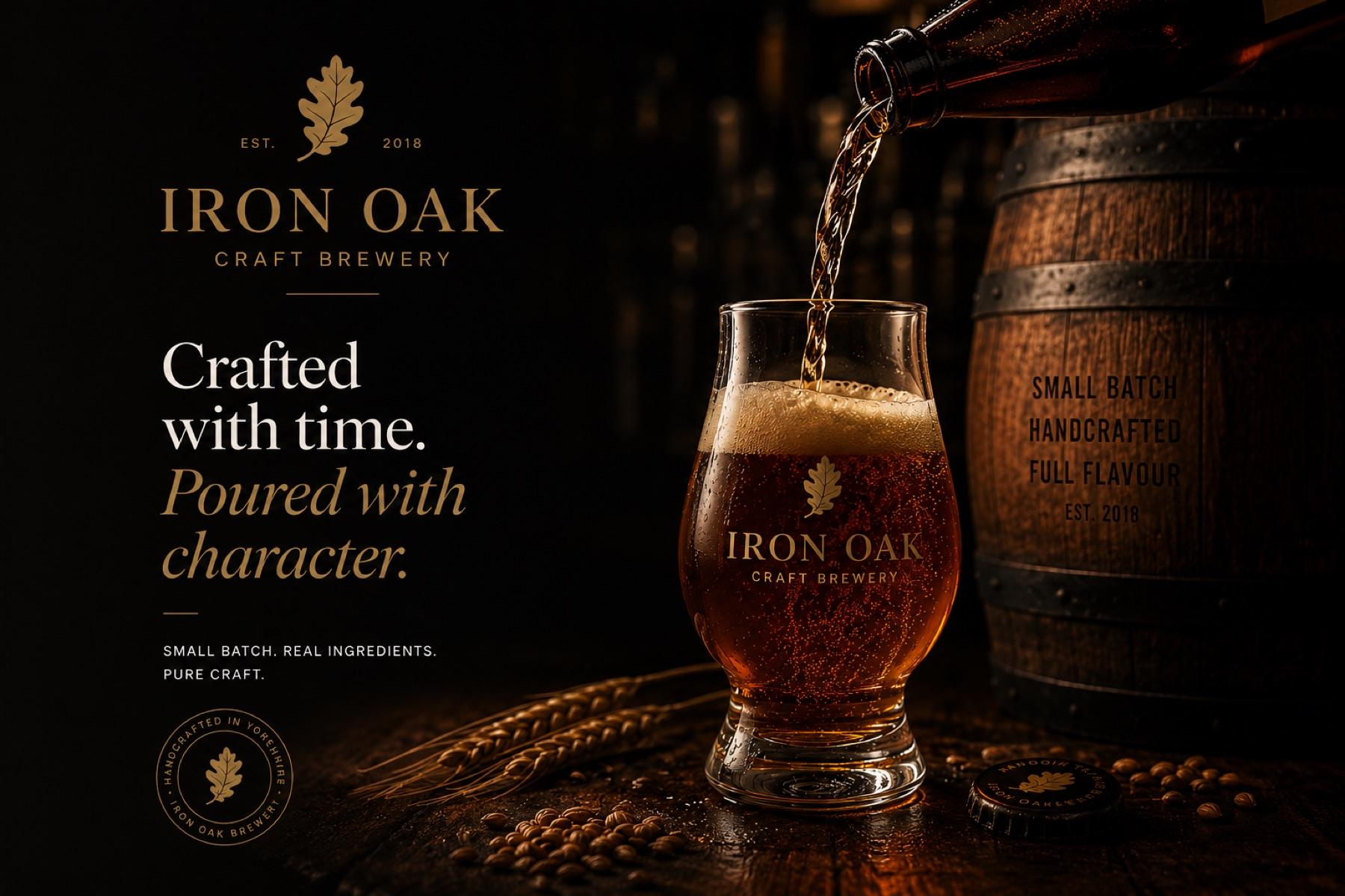 Iron Oak shown across desktop, mobile and brand collateral